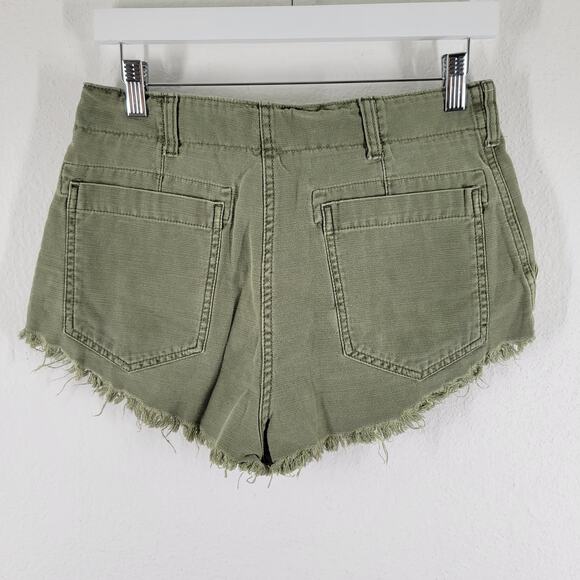 Free People Distressed Shorts Womens 6 Green Daisy Dukes BOHO Festival - Picture 5 of 11